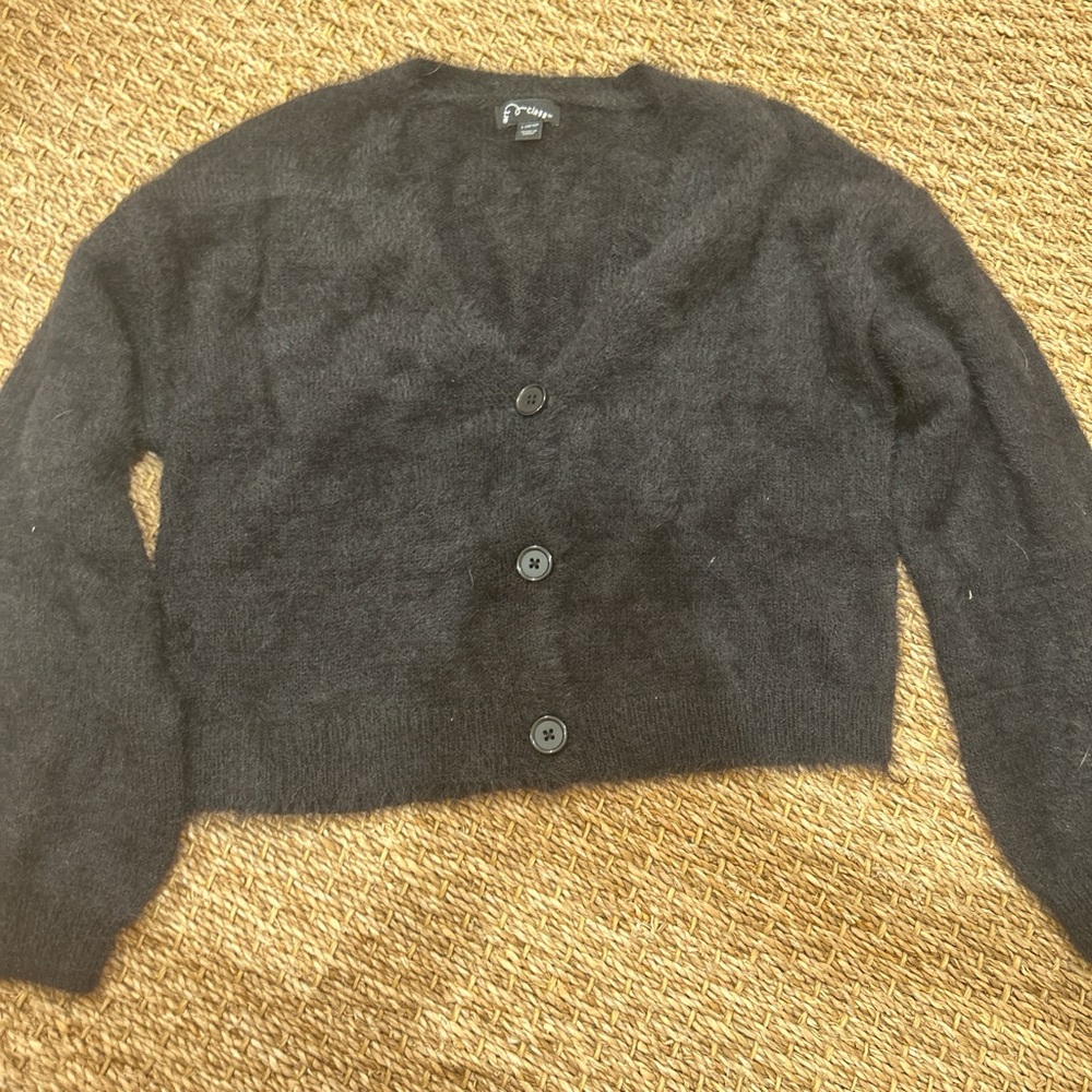 Art Class Black Fuzzy Cardigan
